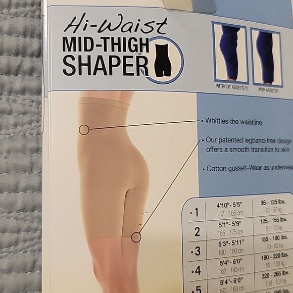 NEW 1X SPANX HI WAIST MID THIGH SHAPER SHAPEWEAR SHORTS FLATTENS TUMMY TAN NWT - Picture 5 of 7